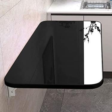 Imagem de Mesa dobrável de madeira, mesa dobrável para espaços pequenos, mesa de cozinha suspensa na parede, mesa de trabalho dobrável, mesa de parede dobrável para casa, escritório, bar, lavanderia, quarto
