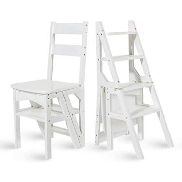 Imagem de Banqueta de madeira, escada multiuso escada dobrável para casa, multifuncional, isolamento à prova d'água, de bambu, para escalada, necessidade de instalação (B) (C)