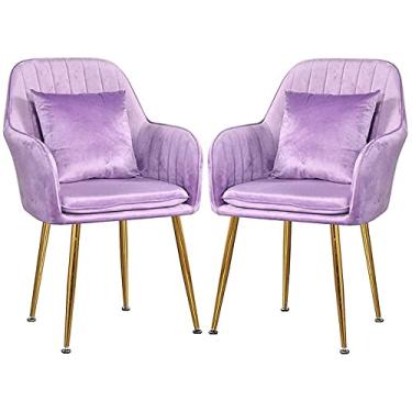 Imagem de Cadeira de jantar, cozinha, sala de jantar, móveis, cadeiras de veludo, cadeira de jantar, moderna, poltrona, lazer, poltrona, estofada, com almofada, almofada macia, pernas de metal, conjunto de 2