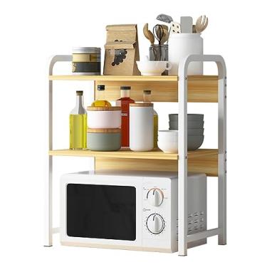 Imagem de HHHJQFAAT Suporte de micro-ondas de 3 níveis, suporte de micro-ondas de grande capacidade, prateleira de armazenamento para utensílios de cozinha, suporte de impressora (A 51 x 35 x 67 cm)