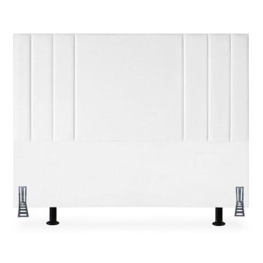 Imagem de Cabeceira 195 Cm Suede Moderna King Clássica Cama Box Frame Branco