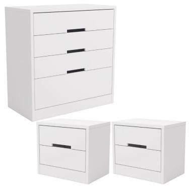 Imagem de Comoda 4 Gavetas 02 Mesas De Cabeceira 2 Gavetas S82224 Kappesberg Branco