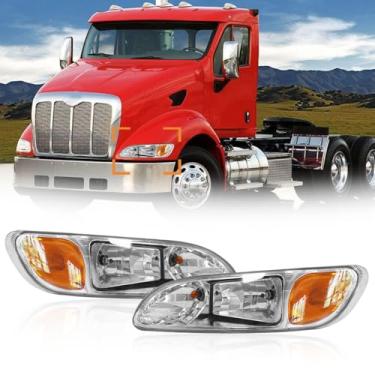 Imagem de TLGYAUTO Faróis compatíveis com caminhão Peterbilt 387 325 330 335 337 340 348 382 384 386, conjunto de pares de faróis do lado esquerdo e do lado do passageiro direito