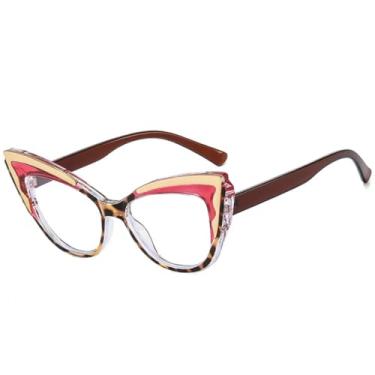 Imagem de HCPIHF Armação de óculos retrô feminina e masculina da moda (leopardo vermelho)