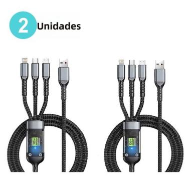 Imagem de Cabo De Carregamento Rápido 100W 3 Em 1 Trançado Tipo-C Para iPhone Sa