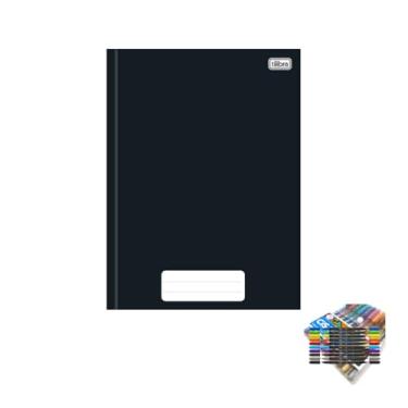 Imagem de Kit Caderno Brochura Capa Dura Pepper Preto 80 Folhas + Caneta Trigel Metálica 1.0mm + Marcador Artístico Brush Dual Tip