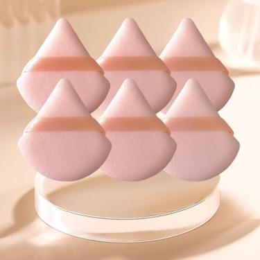 Imagem de Conjunto de 6 peças de pó de triângulo macio, puffs de pó para rosto, esponjas de maquiagem para base, adequado para ferramentas de maquiagem cosmética líquida e creme (nude)