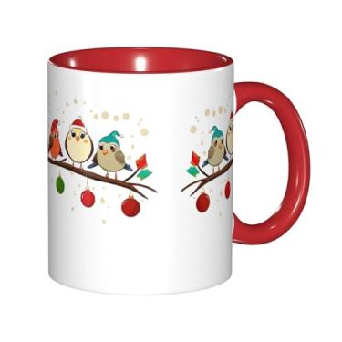 Imagem de Zeraoke Canecas de café criativas com estampa de corujas de Natal fofas no ramo, personalizadas, presente para a família, tamanho de 325 ml, unissex