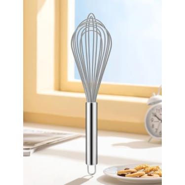 Imagem de Batedor de silicone de 25 cm, batedor de silicone de cozinha para cozinhar sem arranhões, ferramenta de cozimento resistente ao calor, fio de metal, batedor de aço inoxidável, batedor de pão de ovo