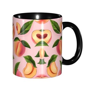 Imagem de Zeraoke Canecas de café criativas com estampa de pêssego, personalizadas, presente para a família, tamanho de 325 ml, unissex
