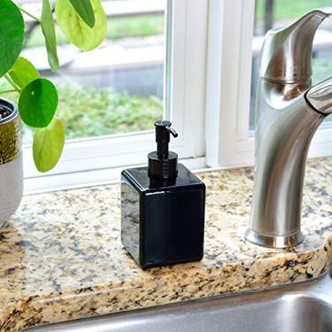 Imagem de Pacote com 2 frascos de plástico recarregáveis pretos de 350 ml para dispensar loções, xampus e mais