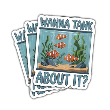 Imagem de 3 adesivos de aquário Wanna Tank About It, adesivos engraçados de vinil de aquário para laptop, garrafa de água, caderno, álbum de recortes, para-choque de carro, presente para aquaristas, criadores