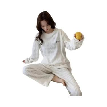 Imagem de Conjunto De Pijamas De Inverno Feminino Em Veludo Coral, Roupa De Casa