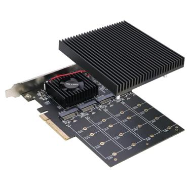 Imagem de Adaptador PCIe Quad NVMe, cartão RIITOP 4X NVMe para PCIe 3.0 x8 com bifurcação para SSD M.2 (M Key) 2280/2260/2242/2230