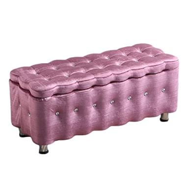 Imagem de FAMEOYA Banqueta de armazenamento para assento otomano, banco de armazenamento, pufes para pés, banquinho de cama prático para família, banco de loja de roupas, banco de entrada para sala de estar