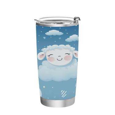 Imagem de Wassud Copo de 340 g com tampa e canudo de parede dupla de aço inoxidável com isolamento térmico para bebidas quentes e frias