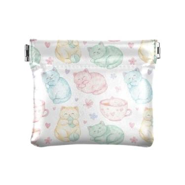 Imagem de Burbuja Bolsa feminina de apertar para moedas, porta-moedas de couro, portátil, porta-moedas, batom, organizador de cosméticos