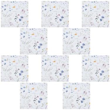 Imagem de GORGECRAFT 10 pçs adesivo de azulejo de flor descasque e cole 15,9 x 5,9 polegadas couro PU removível adesivo botânico planta flor decorativo backsplash decalques de parede murais de arte para cozinha