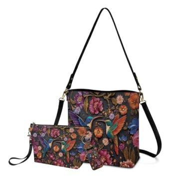 Imagem de Rchsomd Bolsas femininas leves com alça superior com bolsas de cosméticos à prova d'água e suporte de protetor labial para viagens de compras, Beija-flor margarida, One Size