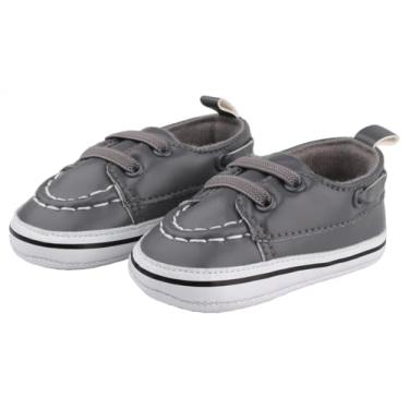 Imagem de Sapatos para bebês meninas meninos recém-nascidos Oxford mocassins adoráveis para berço infantil pré-andador PU tênis, Cinza 1217, 12-18 Months Toddler