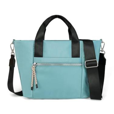 Imagem de Sacola feminina, bolsa transversal dobrável com zíper e alça superior alça de viagem bolsa de ombro bolsa de mão para trabalho (azul)
