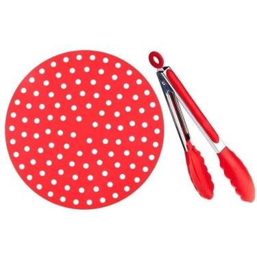 Imagem de Kit 01 Protetor Silicone Air Fryer 20Cm + 1 Pegador Pinça