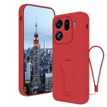 Imagem de Anlalish Capa compatível com Oppo Find X9 Pro com suporte, capa de telefone de silicone para Oppo Find X9 Pro com cordão de pulso (vermelho)