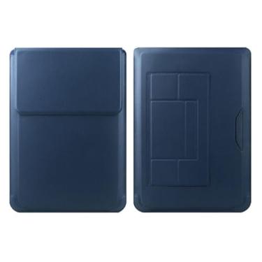 Imagem de RoYiio Capa para laptop de 15 a 16 polegadas com suporte capa fina de couro PU para MacBook Air de 15 polegadas M4/M3/M2, MacBook Pro de 16 polegadas M4/M3/M2/M1 Pro/Max, 38.1 cm-39.6 cm-40.6 cm (azul