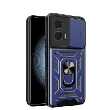 Imagem de RKINC Capa para Motorola Moto G Stylus 5G 2021 com capa deslizante para câmera e suporte giratório de grau militar à prova de choque com suporte magnético para carro, azul marinho