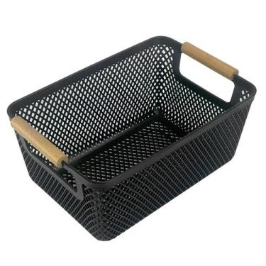 Imagem de Cesto Retangular Multiuso Com Alças De Madeira 6697 - Livon