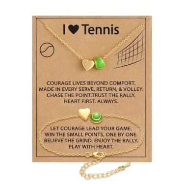 Imagem de Kingdder Conjunto de 3 peças de colar esportivo feminino de vôlei, tênis, softball, joias ajustáveis, presentes de Natal para jogadores, One size, latão hipoalergênico, Sem Pedra Preciosa