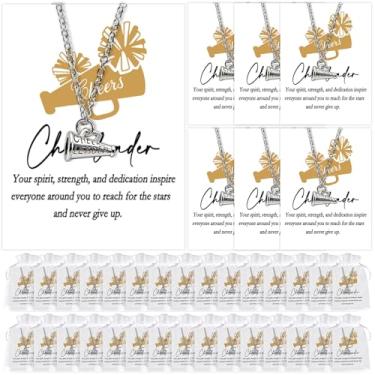 Imagem de OBUSATT 36 peças, presentes de líder de torcida, colar de torcida a granel com cartão motivacional pessoal, presente de torcida, acessórios de torcida, megafone, dança, time, lembrancinhas de festa