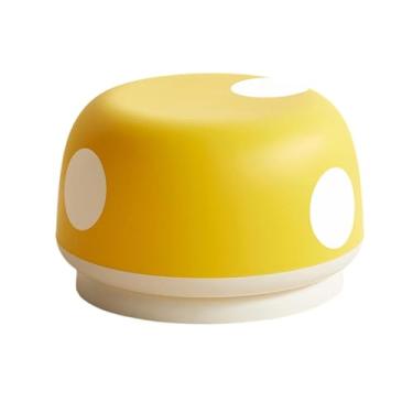 Imagem de YWJLQH Banquinho em formato de cogumelo para trocar sapatos, portátil e multifuncional, ideal para usar embaixo da mesa, entrada, quarto de hotel ou, Amarelo