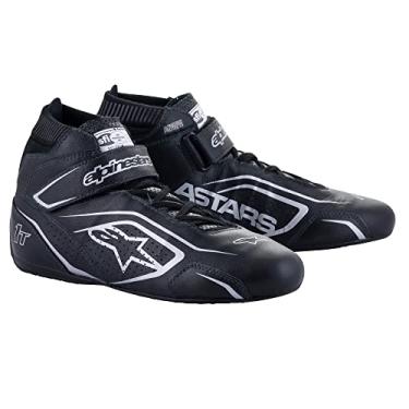 Imagem de Alpinestars Tênis de direção, Tech 1-T V3, cano médio, SFI 3,3/5, externo de couro, Nomex interno, preto/prata, tamanho 43, par