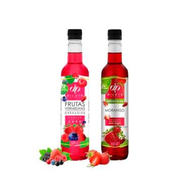 Imagem de Kit 2 Xarope Para Soda Italiana E Drinks Dilute Zero Açúcar (Frutas Vermelhas/Morango)