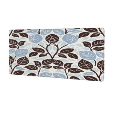 Imagem de Tapete de rato com flores grandes, folhas vintage, à prova d'água, tapete protetor de mesa estendido para computador, base de borracha antiderrapante para escritório, computador, teclado, laptop e