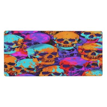 Imagem de Tapete de mouse colorido psicodélico grande e legal à prova d'água para computador estendido tapete protetor de mesa base de borracha antiderrapante para escritório, computador, teclado, laptop e mesa