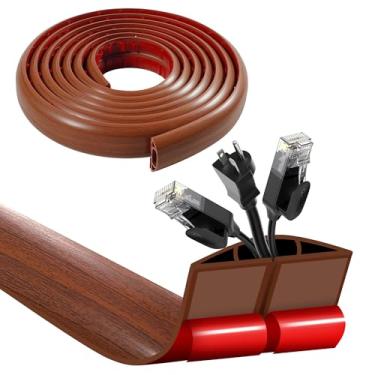 Imagem de BEIEBIJOB Capa de cabo de piso de 3 m autoadesiva, protetor de cabo resistente, cabos de extensão ocultos, cabos ocultos de gerenciamento de cabos no chão, cavidade do cabo: 1,5 cm (L) x 0,8 cm (A)