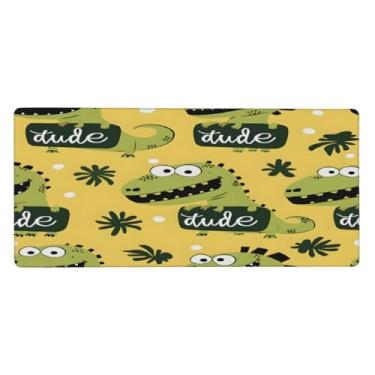 Imagem de Tapete de mouse grande dinossauro fofo à prova d'água para computador estendido tapete protetor de mesa antiderrapante base de borracha para escritório, computador, teclado, laptop e mesa de casa