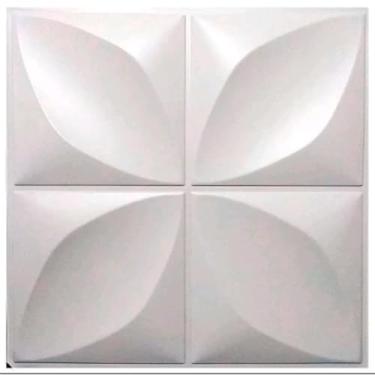 Imagem de Placas de Revestimento PVC 3D Preto e Branco, 25x25cm, Decorativa para Parede, Vários Kits Disponíveis (50,Pétalas Branco)