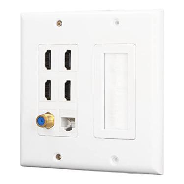 Imagem de Cryfokt Interface Multimídia 4 HD 1 Cat 6 Coaxial 1 TV F Head Jack Tomada Placa Frontal para Instalação na Parede Com Conectores Banhados a Ouro