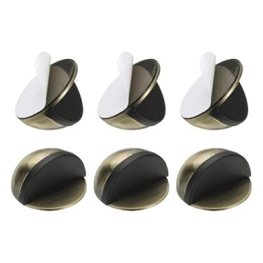 Imagem de PATIKIL 8 batentes de porta, batente de porta de aço inoxidável protetor de porta de cunha de metal autoadesivo meia lua redonda para parte inferior do chão da porta dentro dos quartos banheiros