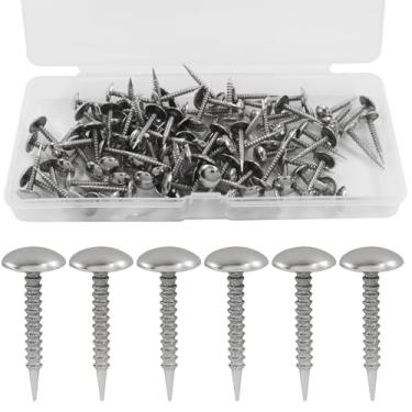 Imagem de Moicstiy 100 peças mini tachinhas de estofamento, 8 mm x 20 mm pregos de móveis com perna rosqueada para sofá, cama, quadro de mensagens e paredes de fotos (prata)