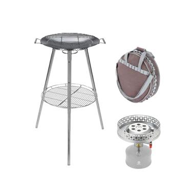 Imagem de CAMPINGMOON Grelha para churrasco de 45,7 cm com válvula Lindal EN417 Canister padrão Top Camping Fogão a gás Queimador Suporte Rack Skottle Grill Kit Sistema de Cozimento GR-901