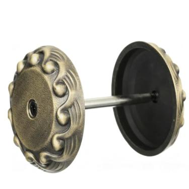 Imagem de Placa de cobertura de porta de liga de zinco onda redonda 6 cm de diâmetro com parafusos para decoração de enchimento de furos (Bronze)