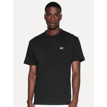 Imagem de Camiseta Tommy Jeans Masculina Regular Flag Badge Tee Preta-Masculino