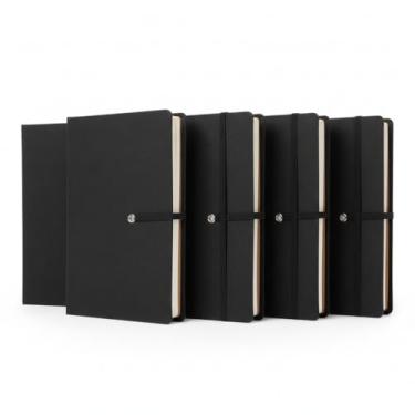 Imagem de Mini Caderno com Elástico, Sticky Notes e Miolo Sem Pauta Bege, 48 Folhas, 14,4x9,4x1,0cm (5, Preto)