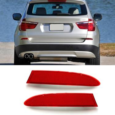 Imagem de Jaronx Compatível com refletor de para-choque traseiro BMW para X3 F25 2011-2014, para-choque traseiro esquerdo e direito, guarnição de lente vermelha, refletor de luz traseira para BMW X3 63147217315