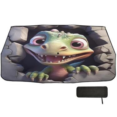 Imagem de Guarda-sol de carro de dinossauro fofo para para-brisa capa completa guarda-chuva de carro 147 x 75 cm para-sol carro