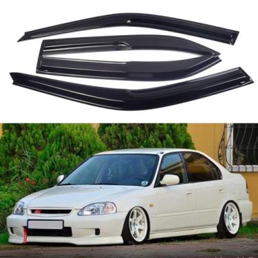 Imagem de AceRide Viseiras de janela compatíveis com Honda Civic Sedan 1996 1997 1998 1999 2000, protetores de chuva, defletor de janela, estilo Mugen com fita adesiva, 4 peças